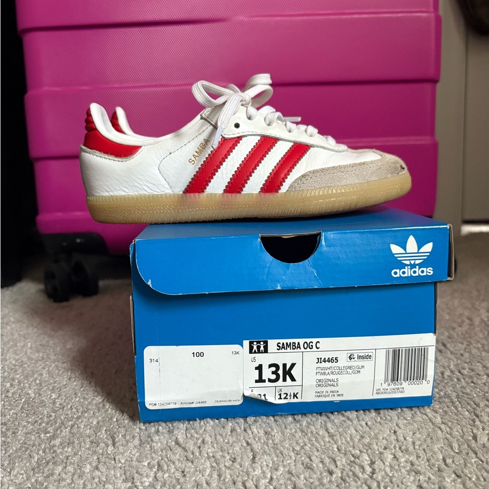 Adidas Kids Samba White and Red Sneakers